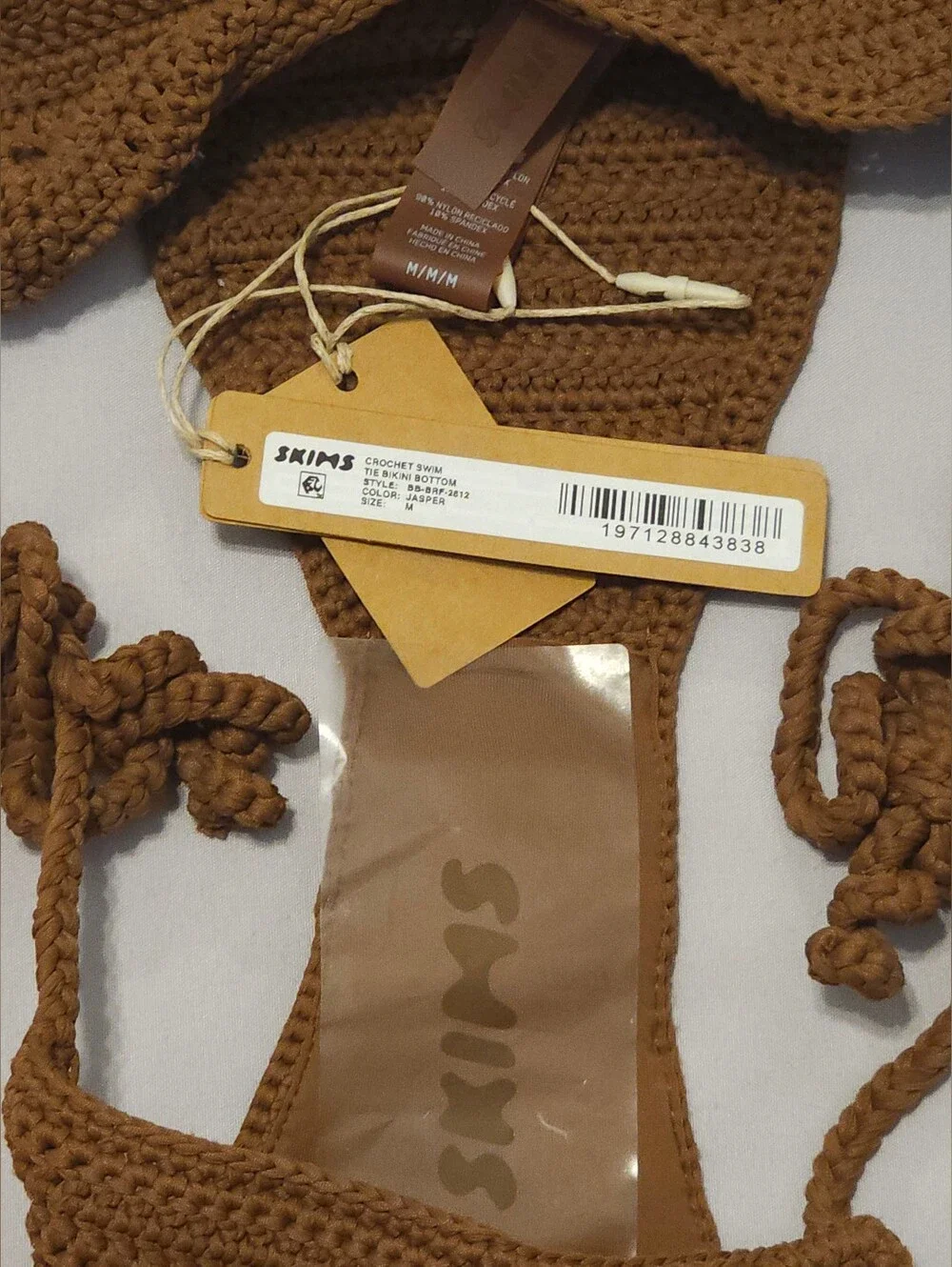 Skims Crochet Swim Tie Bikini Bottom BB-BRF-2812 Jasper Size Medium